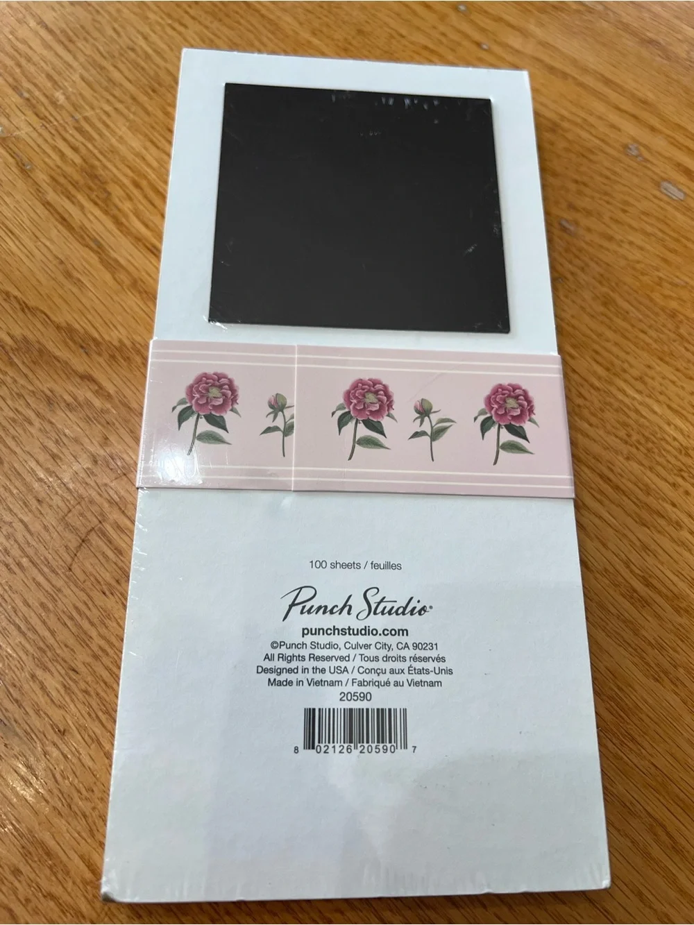 Punch Studio Floral Pink Rose magnetic Lined Notepad. Foil edges. 100 sheets